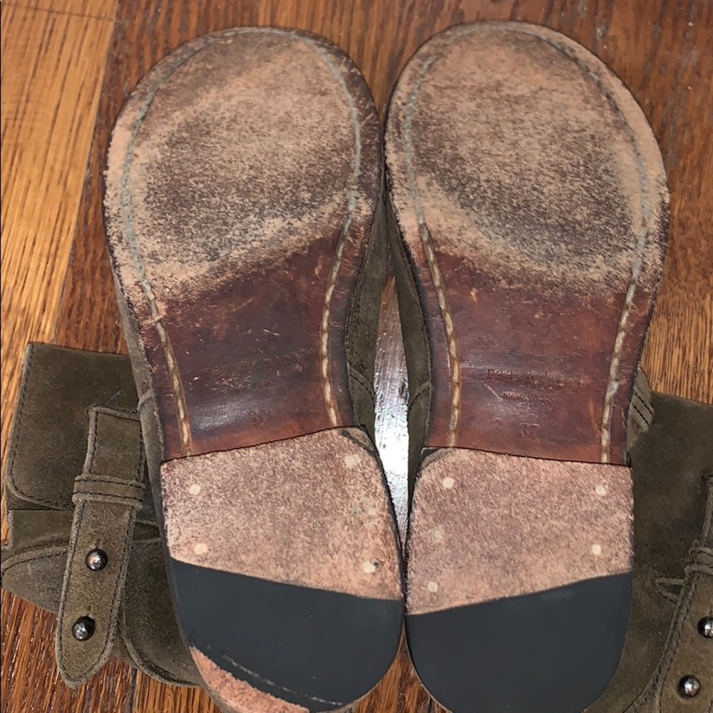 Rag and Bone distressed taupe Suede Moto Bootie - Picture 4 of 5